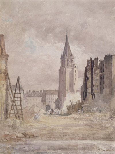 Abriss von Saint-Germain-des-Prés, ca. 1867-68 von Prudent Leon Bouchaud